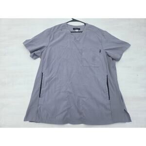 Koi Lite Scrub Top Womens XL Gray Stretch Pockets Medical Nurse Work